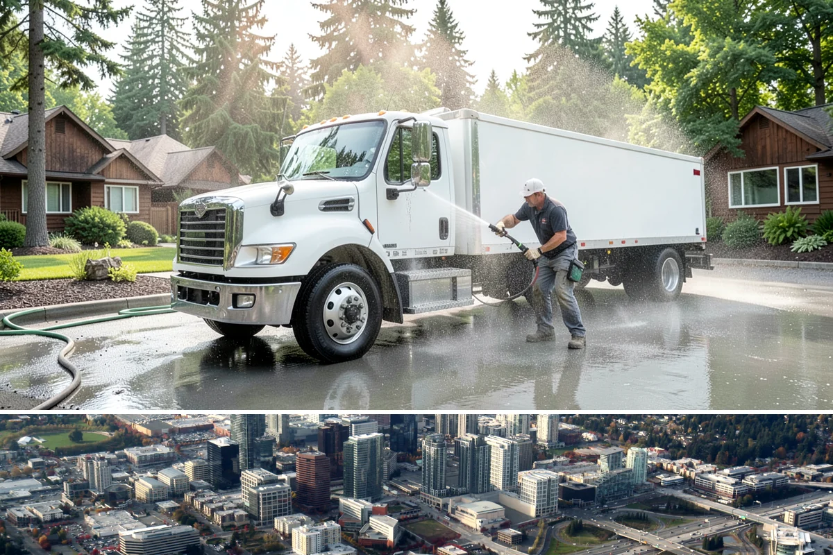 Driveway Gum Removal in Bellevue, King County, WA - Any dry day works, though warmer conditions soften gum and speed removal.