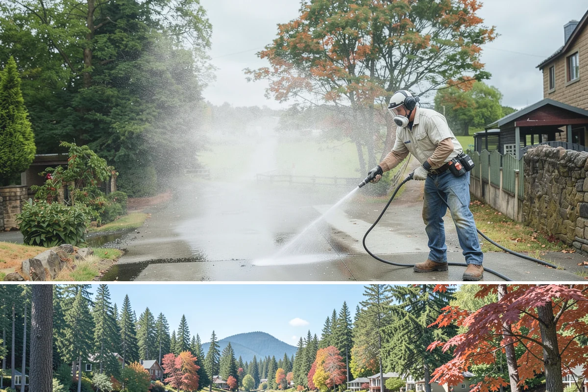 Driveway Gum Removal in Covington, King County, WA - Any dry day works, though warmer conditions soften gum and speed removal.