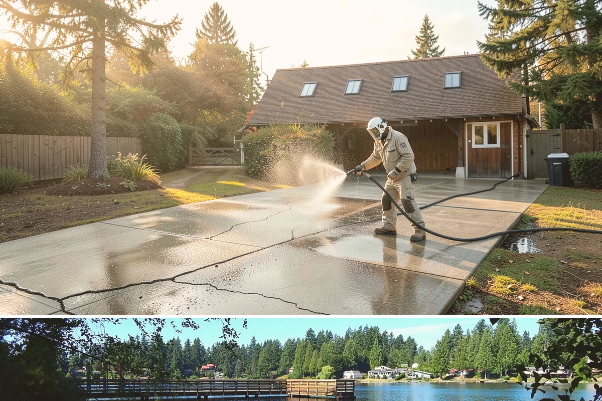 Driveway Gum Removal in Federal Way, King County, WA - Any dry day works, though warmer conditions soften gum and speed removal.