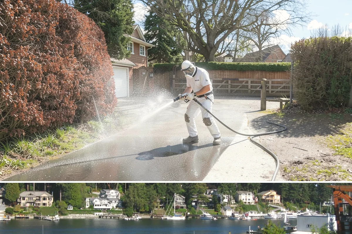 Driveway Gum Removal in Gig Harbor, Pierce County, WA - Any dry day works, though warmer conditions soften gum and speed removal.