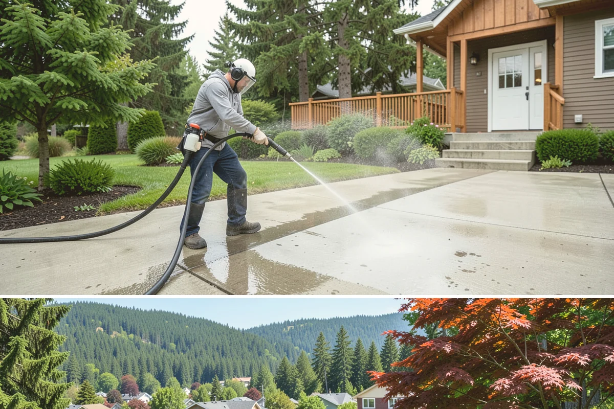Driveway Gum Removal in Index, Snohomish County, WA - Any dry day works, though warmer conditions soften gum and speed removal.