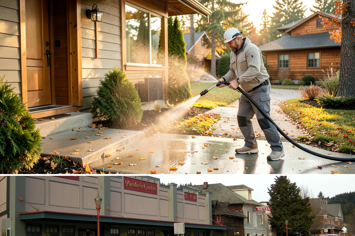 Driveway Gum Removal in Issaquah, King County, WA - Any dry day works, though warmer conditions soften gum and speed removal.