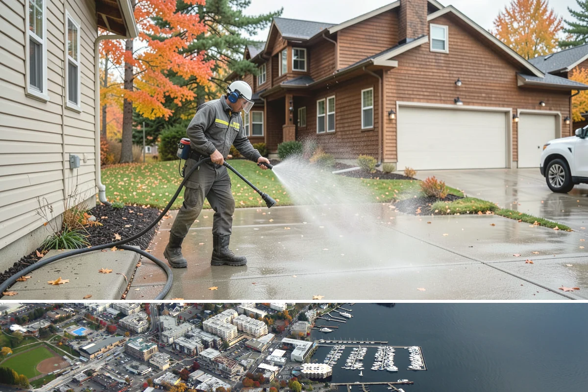 Driveway Gum Removal in Kirkland, King County, WA - Any dry day works, though warmer conditions soften gum and speed removal.