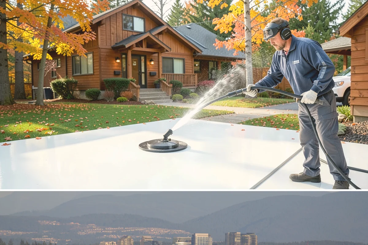 Driveway Gum Removal in Medina, King County, WA - Any dry day works, though warmer conditions soften gum and speed removal.