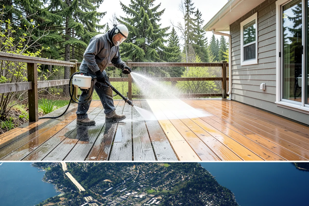 Driveway Gum Removal in Mercer Island, King County, WA - Any dry day works, though warmer conditions soften gum and speed removal.