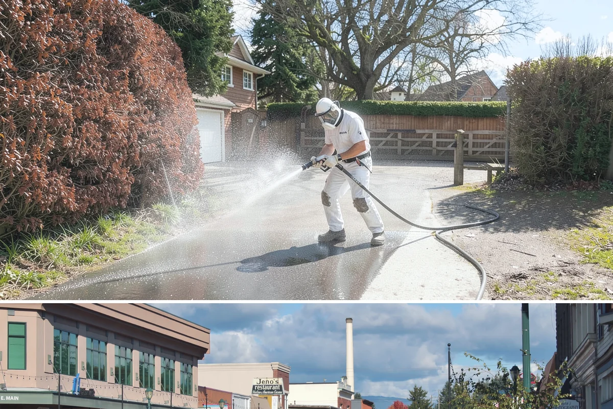 Driveway Gum Removal in Monroe, Snohomish County, WA - Any dry day works, though warmer conditions soften gum and speed removal.