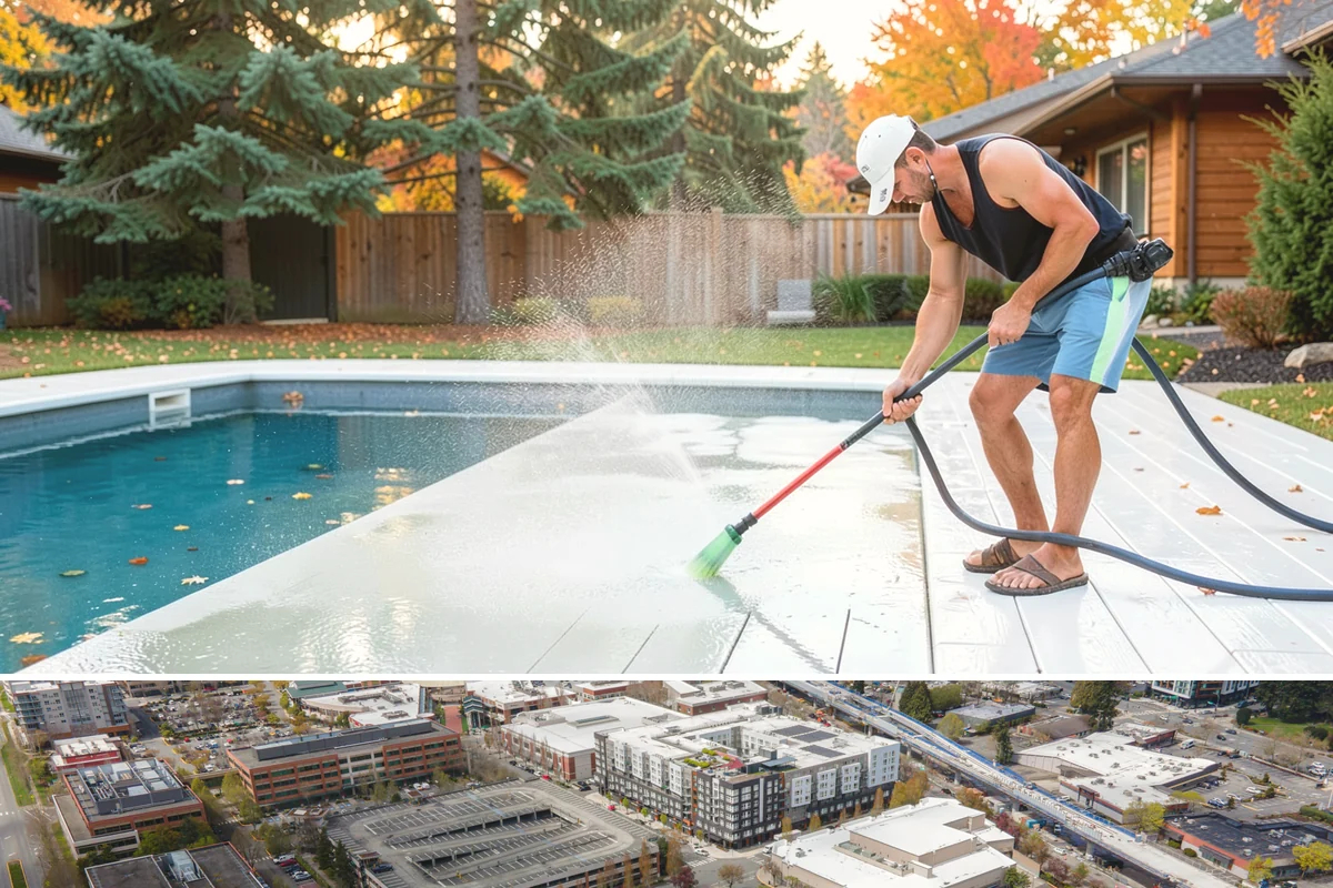 Driveway Gum Removal in Redmond, King County, WA - Any dry day works, though warmer conditions soften gum and speed removal.