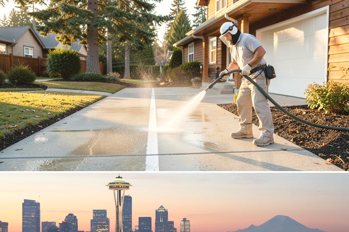 Driveway Gum Removal in Seattle, King County, WA - Any dry day works, though warmer conditions soften gum and speed removal.