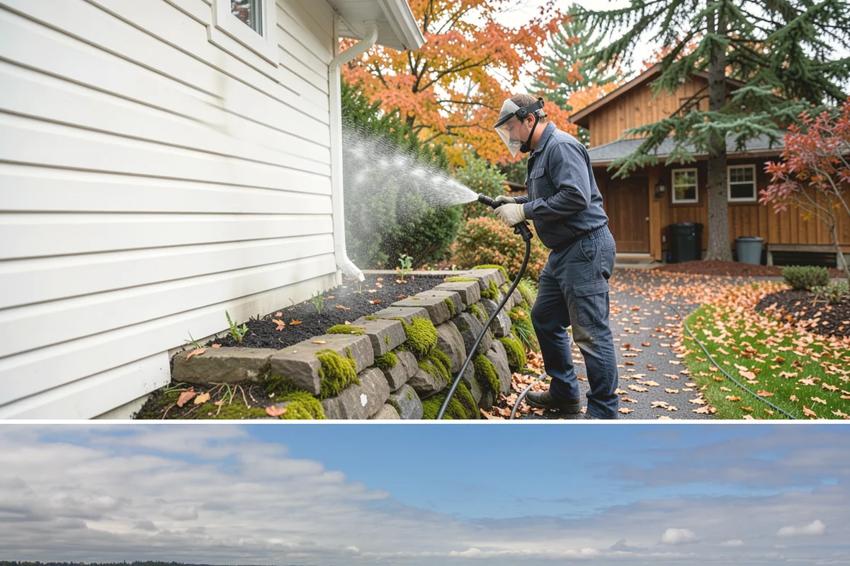 Driveway Gum Removal in University Place, Pierce County, WA - Any dry day works, though warmer conditions soften gum and speed removal.