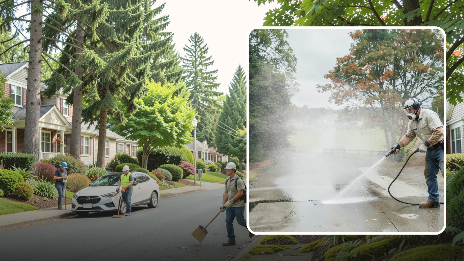 Driveway Oil Stain Removal in Beaux Arts Village, King County, WA - Targeted removal of motor oil stains that soak into and darken Washington driveway concrete.