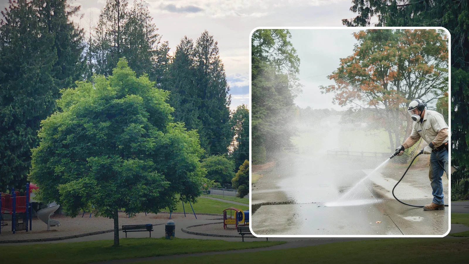 Driveway Oil Stain Removal in Bonney Lake, Pierce County, WA - Targeted removal of motor oil stains that soak into and darken Washington driveway concrete.