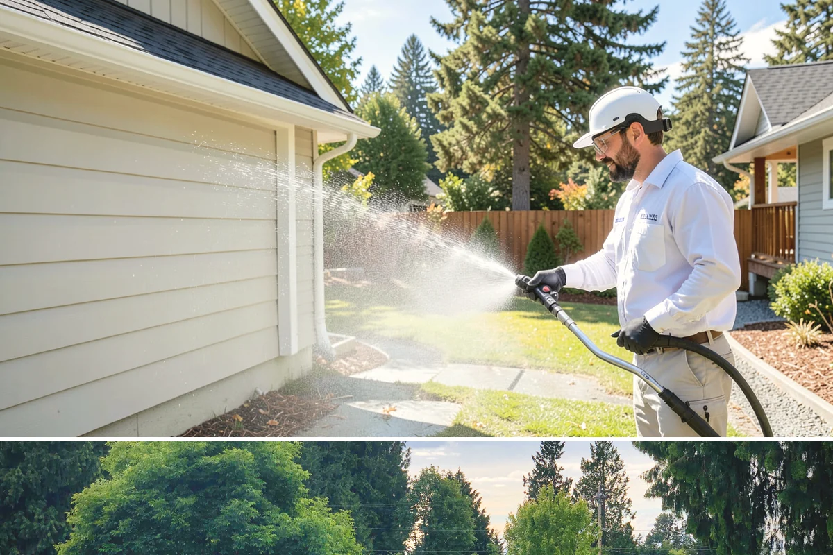 Driveway Oil Stain Removal in Bonney Lake, Pierce County, WA - Warmer summer temperatures help degreasers work faster and lift oil more effectively.