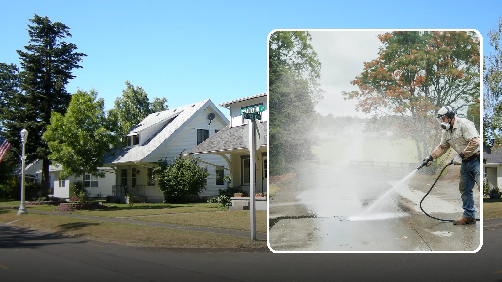 Driveway Oil Stain Removal in DuPont, Pierce County, WA - Targeted removal of motor oil stains that soak into and darken Washington driveway concrete.