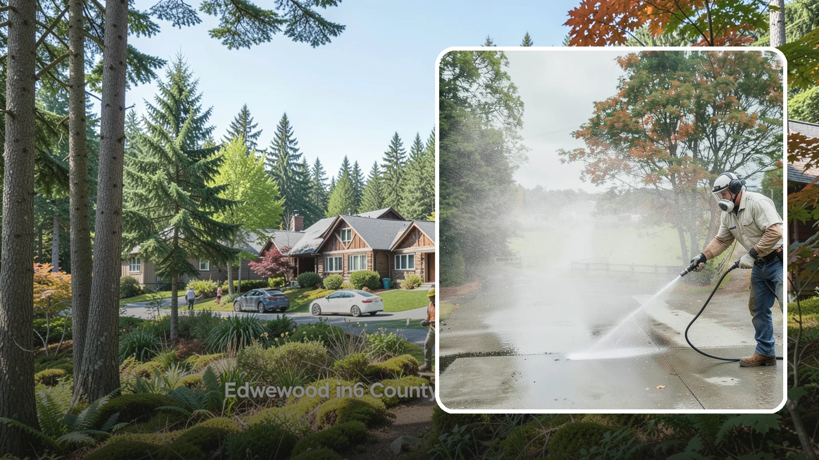 Driveway Oil Stain Removal in Edgewood, Pierce County, WA - Targeted removal of motor oil stains that soak into and darken Washington driveway concrete.