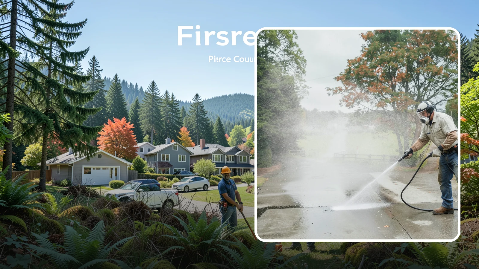 Driveway Oil Stain Removal in Fircrest, Pierce County, WA - Targeted removal of motor oil stains that soak into and darken Washington driveway concrete.