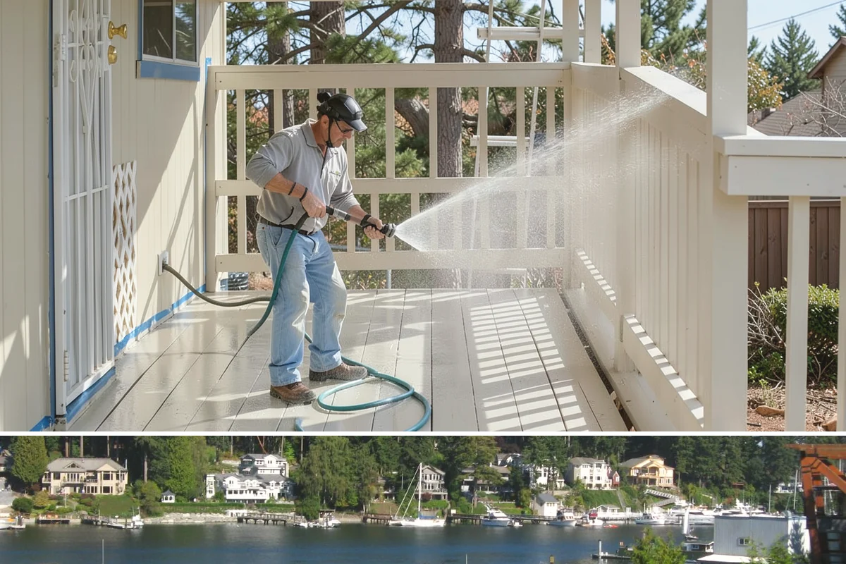 Driveway Oil Stain Removal in Gig Harbor, Pierce County, WA - Warmer summer temperatures help degreasers work faster and lift oil more effectively.