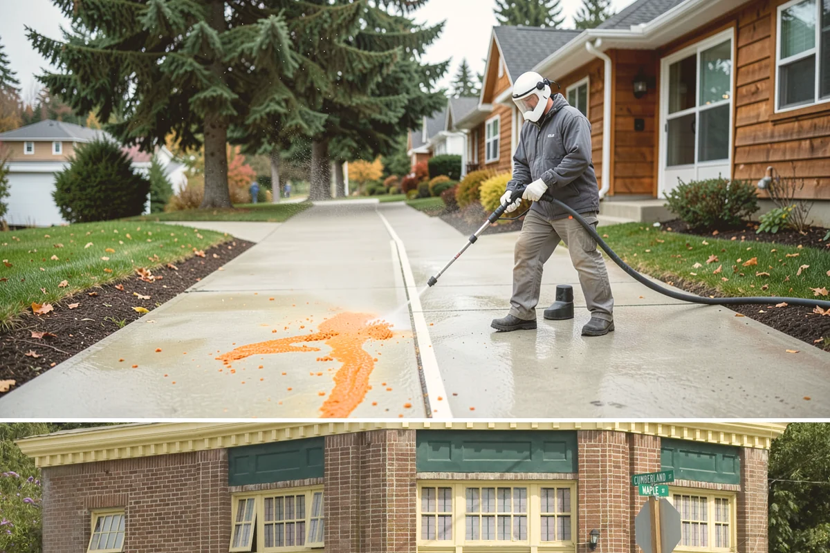 Driveway Oil Stain Removal in Hamilton, Skagit County, WA - Warmer summer temperatures help degreasers work faster and lift oil more effectively.