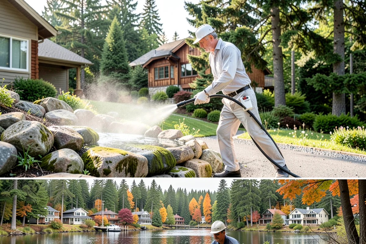Driveway Oil Stain Removal in La Conner, Skagit County, WA - Warmer summer temperatures help degreasers work faster and lift oil more effectively.