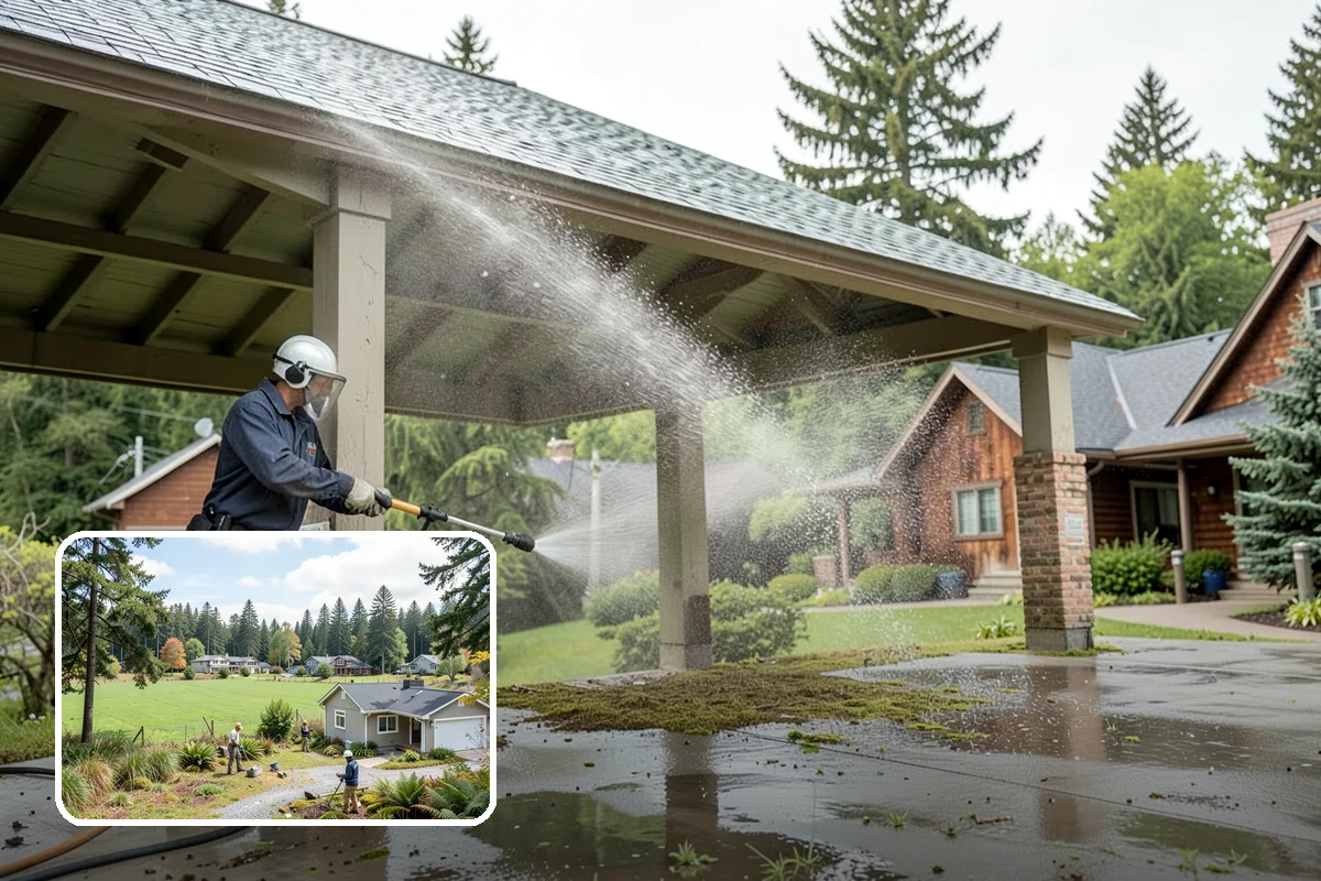 Driveway Oil Stain Removal in Lyman, Skagit County, WA - Draws penetrated oil out of porous concrete