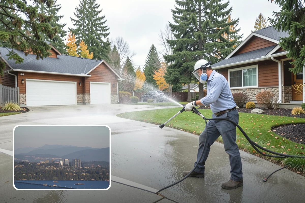 Driveway Oil Stain Removal in Medina, King County, WA - Draws penetrated oil out of porous concrete