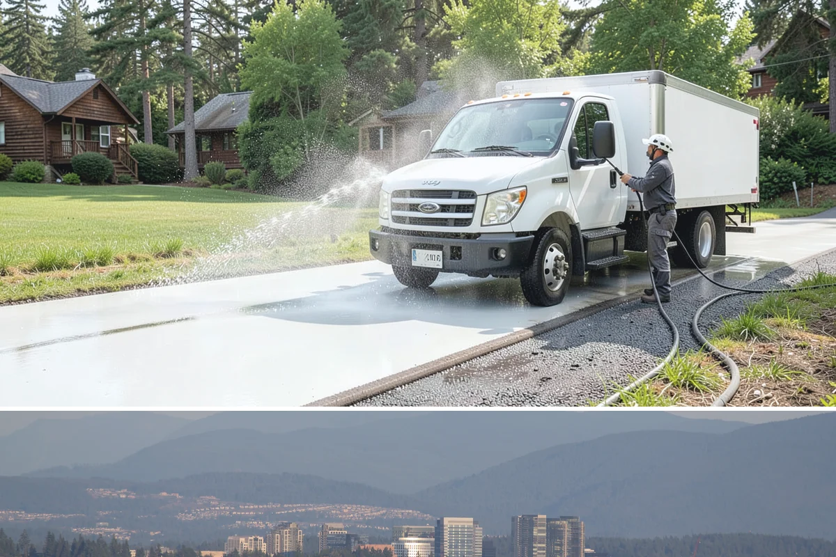Driveway Oil Stain Removal in Medina, King County, WA - Warmer summer temperatures help degreasers work faster and lift oil more effectively.