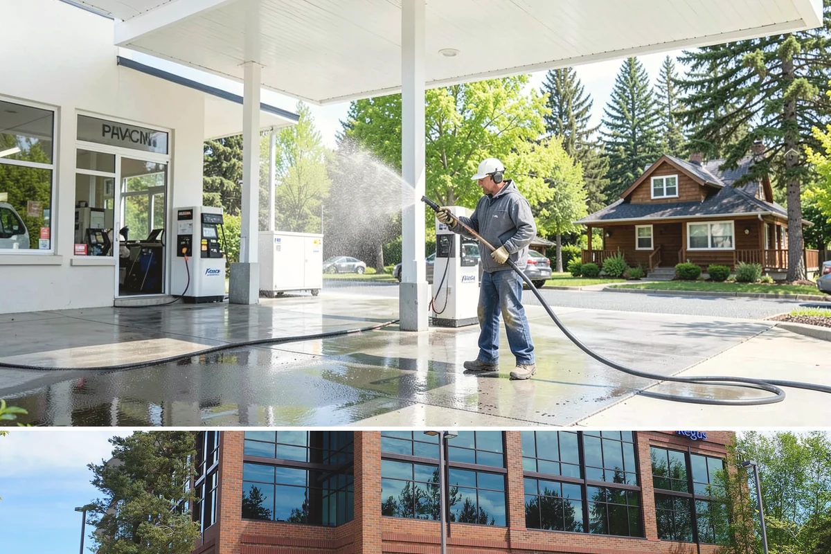 Driveway Oil Stain Removal in Mountlake Terrace, Snohomish County, WA - Warmer summer temperatures help degreasers work faster and lift oil more effectively.