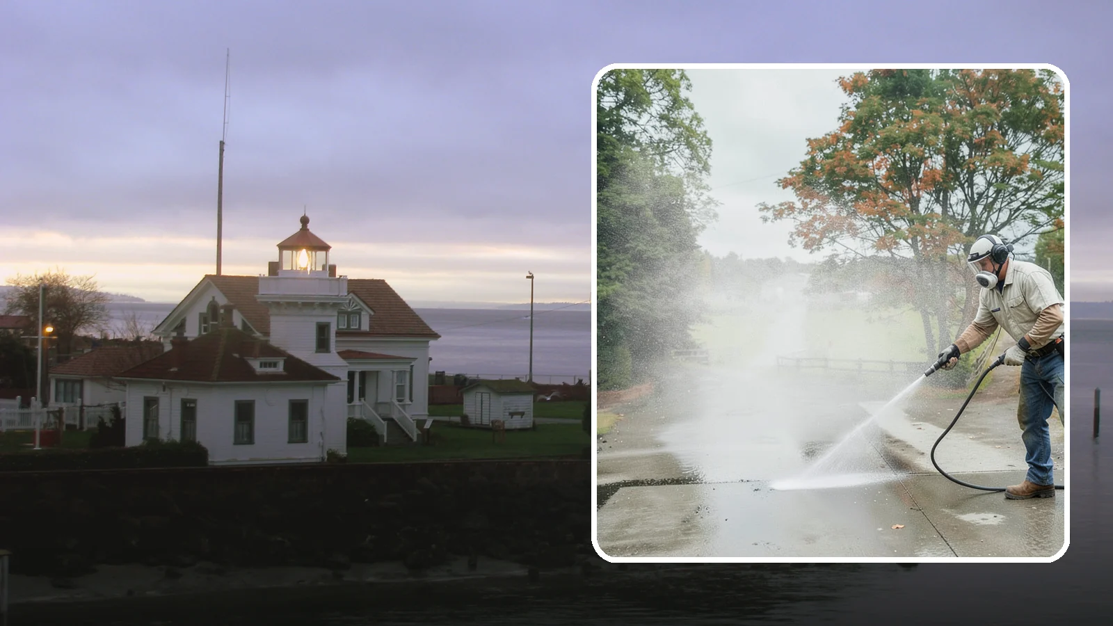 Driveway Oil Stain Removal in Mukilteo, Snohomish County, WA - Targeted removal of motor oil stains that soak into and darken Washington driveway concrete.