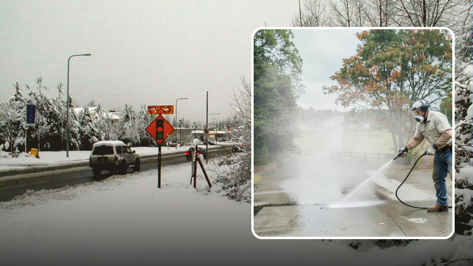 Driveway Oil Stain Removal in Newcastle, King County, WA - Targeted removal of motor oil stains that soak into and darken Washington driveway concrete.