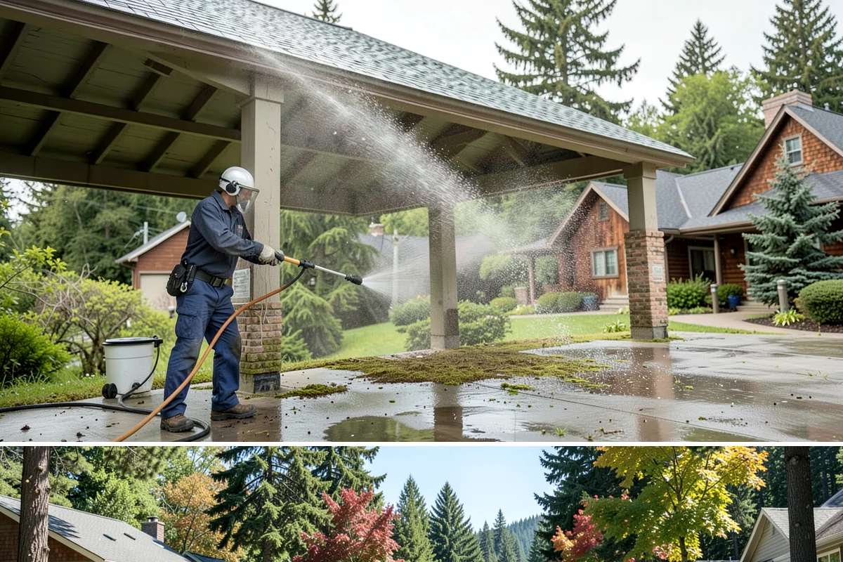 Driveway Oil Stain Removal in Orting, Pierce County, WA - Warmer summer temperatures help degreasers work faster and lift oil more effectively.