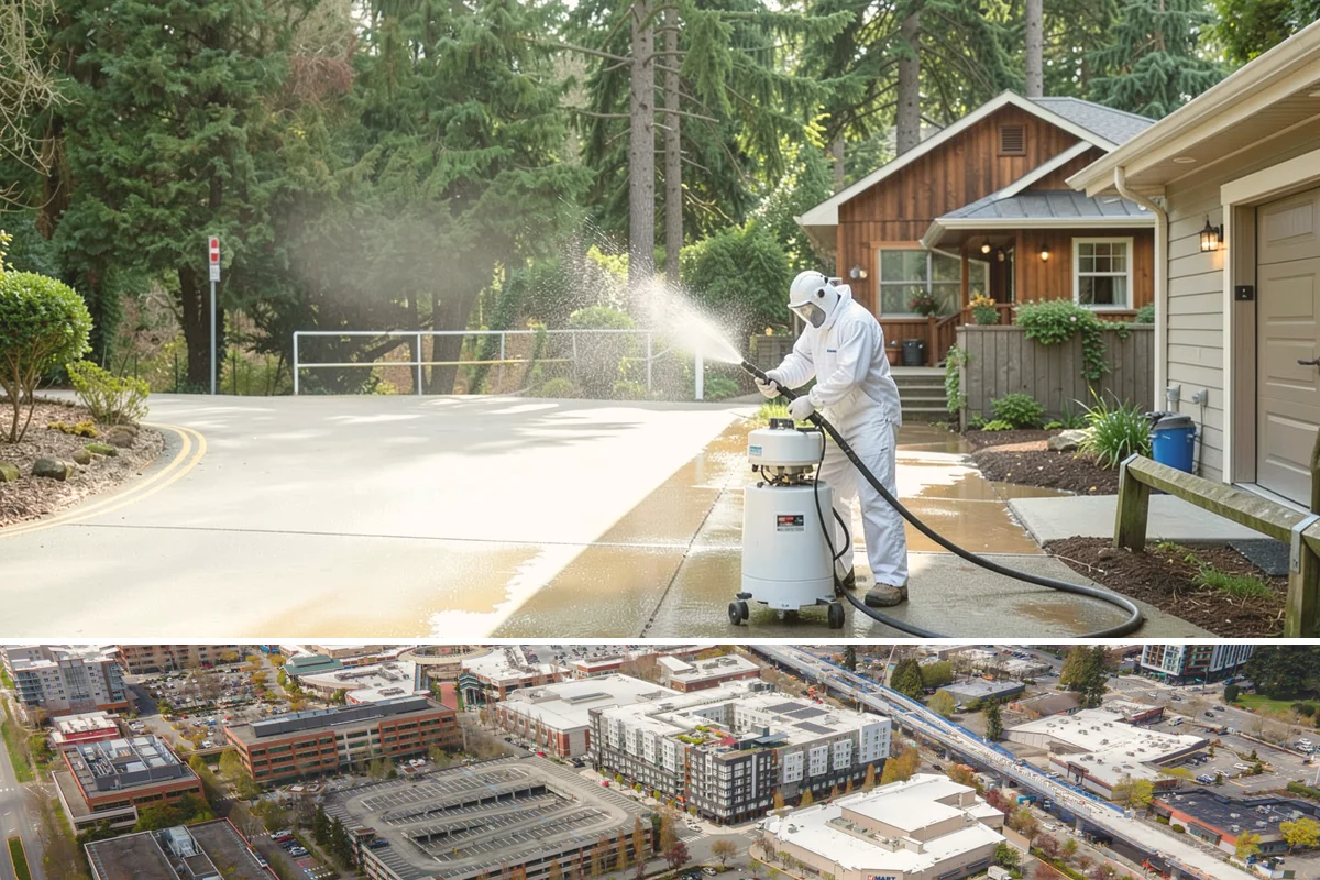 Driveway Oil Stain Removal in Redmond, King County, WA - Warmer summer temperatures help degreasers work faster and lift oil more effectively.