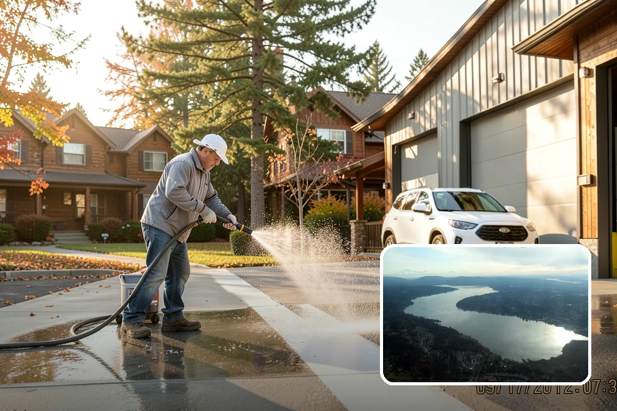 Driveway Oil Stain Removal in Sammamish, King County, WA - Draws penetrated oil out of porous concrete