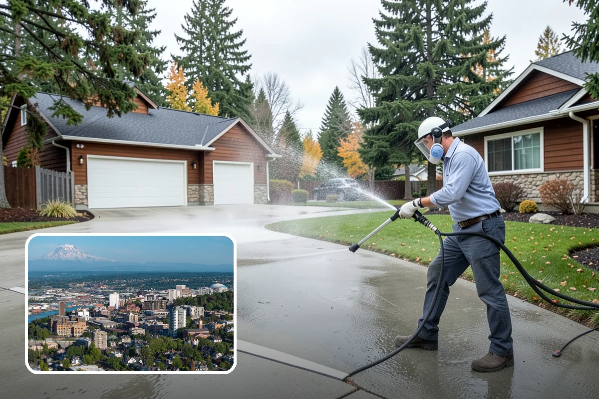 Driveway Oil Stain Removal in Tacoma, Pierce County, WA - Draws penetrated oil out of porous concrete