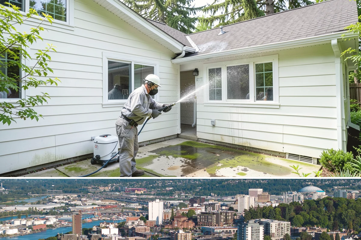 Driveway Oil Stain Removal in Tacoma, Pierce County, WA - Warmer summer temperatures help degreasers work faster and lift oil more effectively.