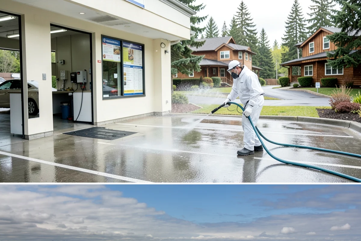 Driveway Oil Stain Removal in University Place, Pierce County, WA - Warmer summer temperatures help degreasers work faster and lift oil more effectively.