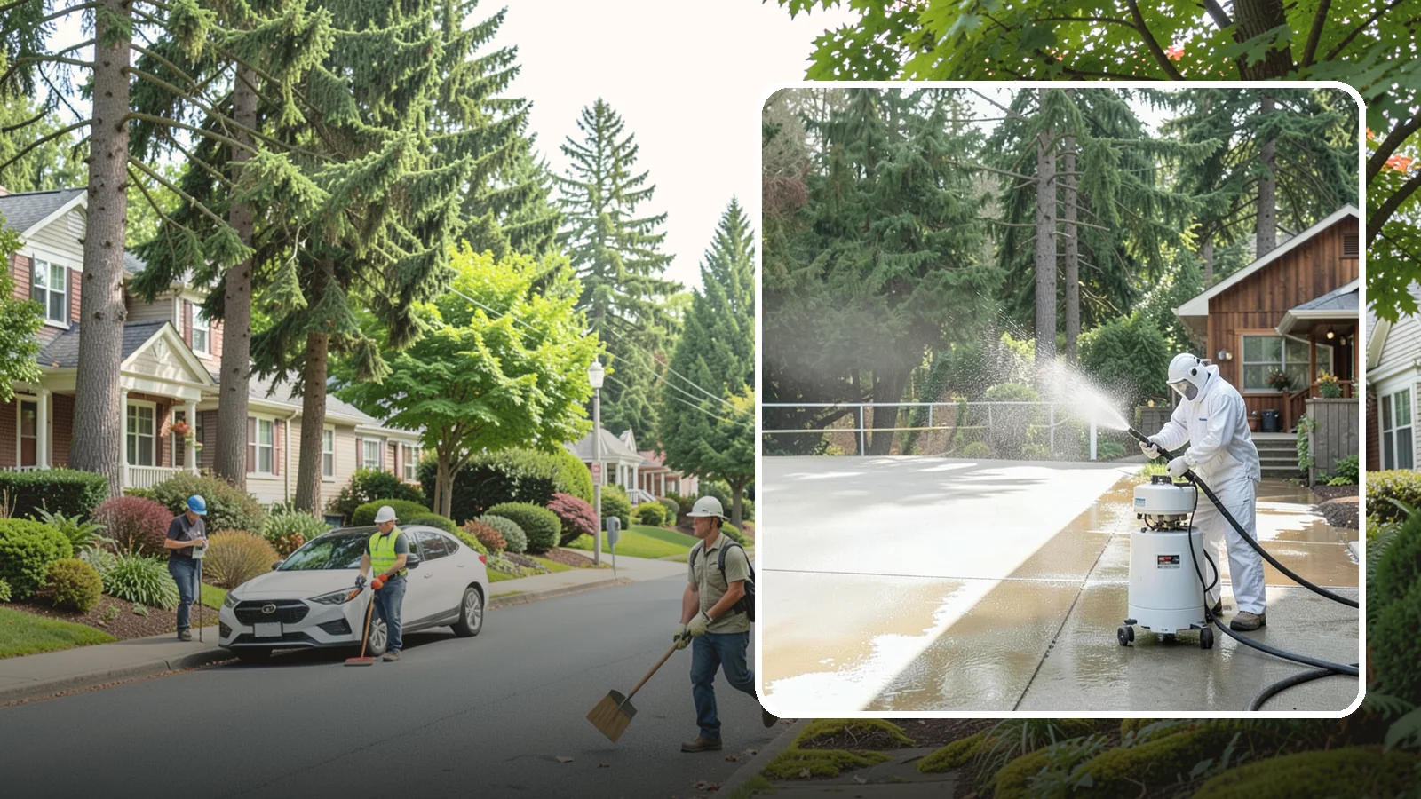 Driveway Paint Removal in Beaux Arts Village, King County, WA - Removal of spilled paint and coatings that mar driveway concrete from projects and drips.