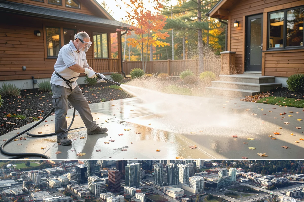 Driveway Paint Removal in Bellevue, King County, WA - Dry, mild weather lets stripping agents work without dilution and speeds surface drying.