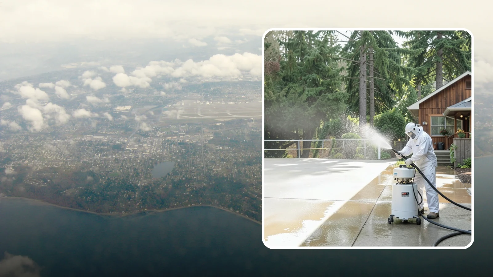 Driveway Paint Removal in Burien, King County, WA - Removal of spilled paint and coatings that mar driveway concrete from projects and drips.