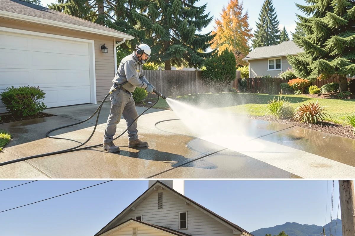 Driveway Paint Removal in Concrete, Skagit County, WA - Dry, mild weather lets stripping agents work without dilution and speeds surface drying.