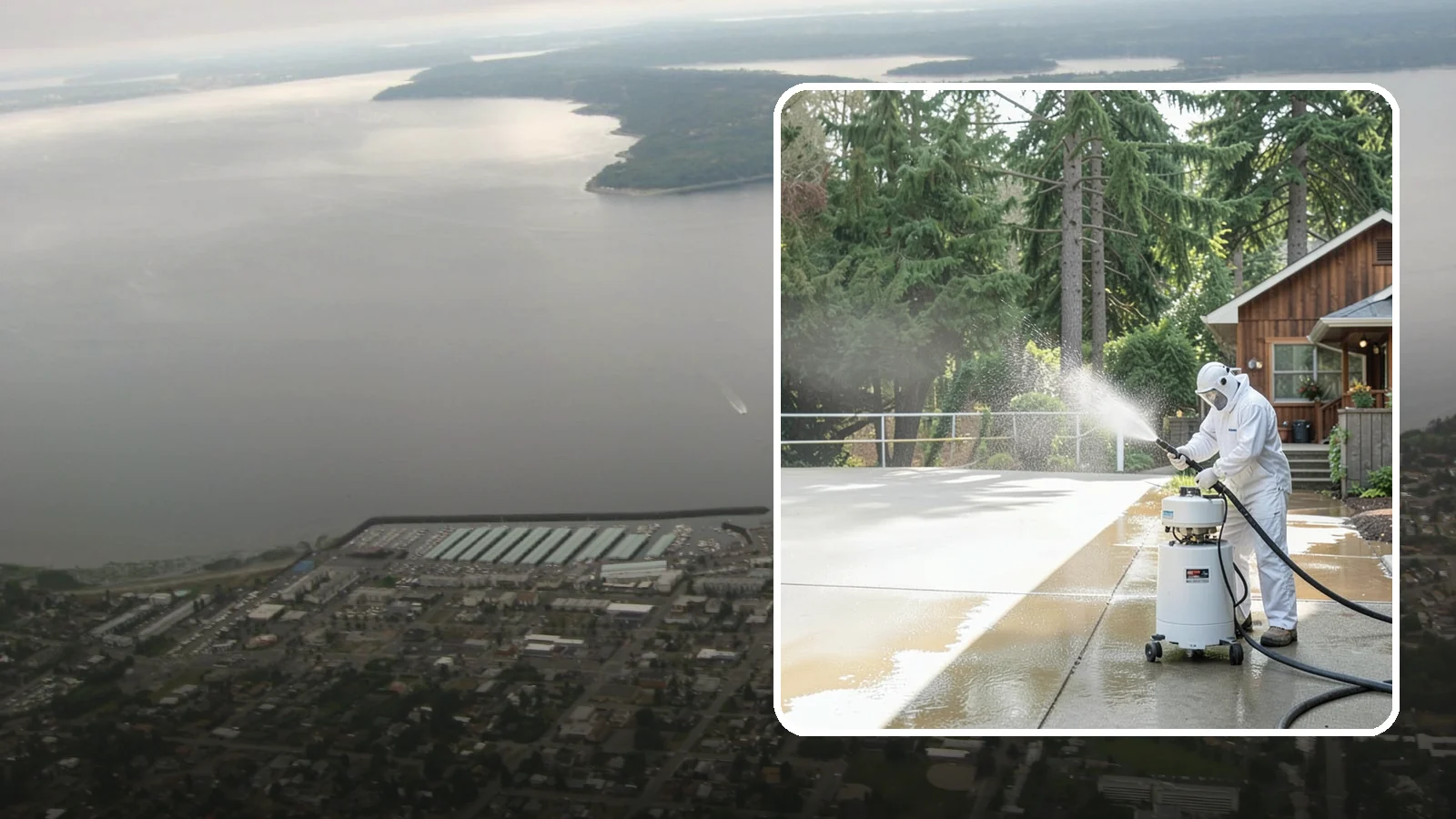 Driveway Paint Removal in Des Moines, King County, WA - Removal of spilled paint and coatings that mar driveway concrete from projects and drips.