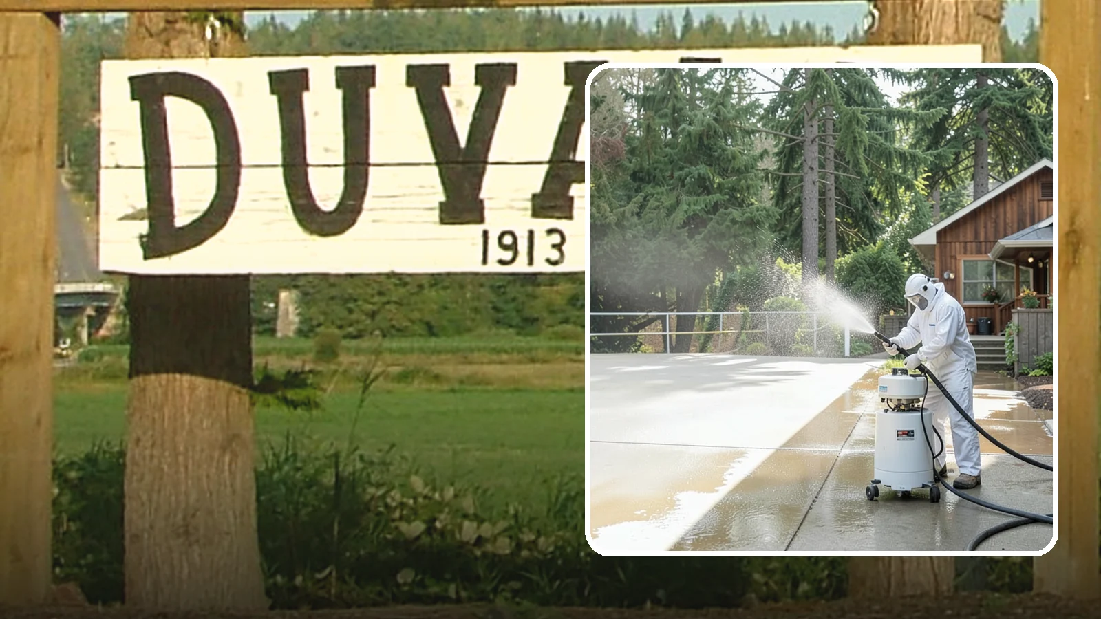 Driveway Paint Removal in Duvall, King County, WA - Removal of spilled paint and coatings that mar driveway concrete from projects and drips.