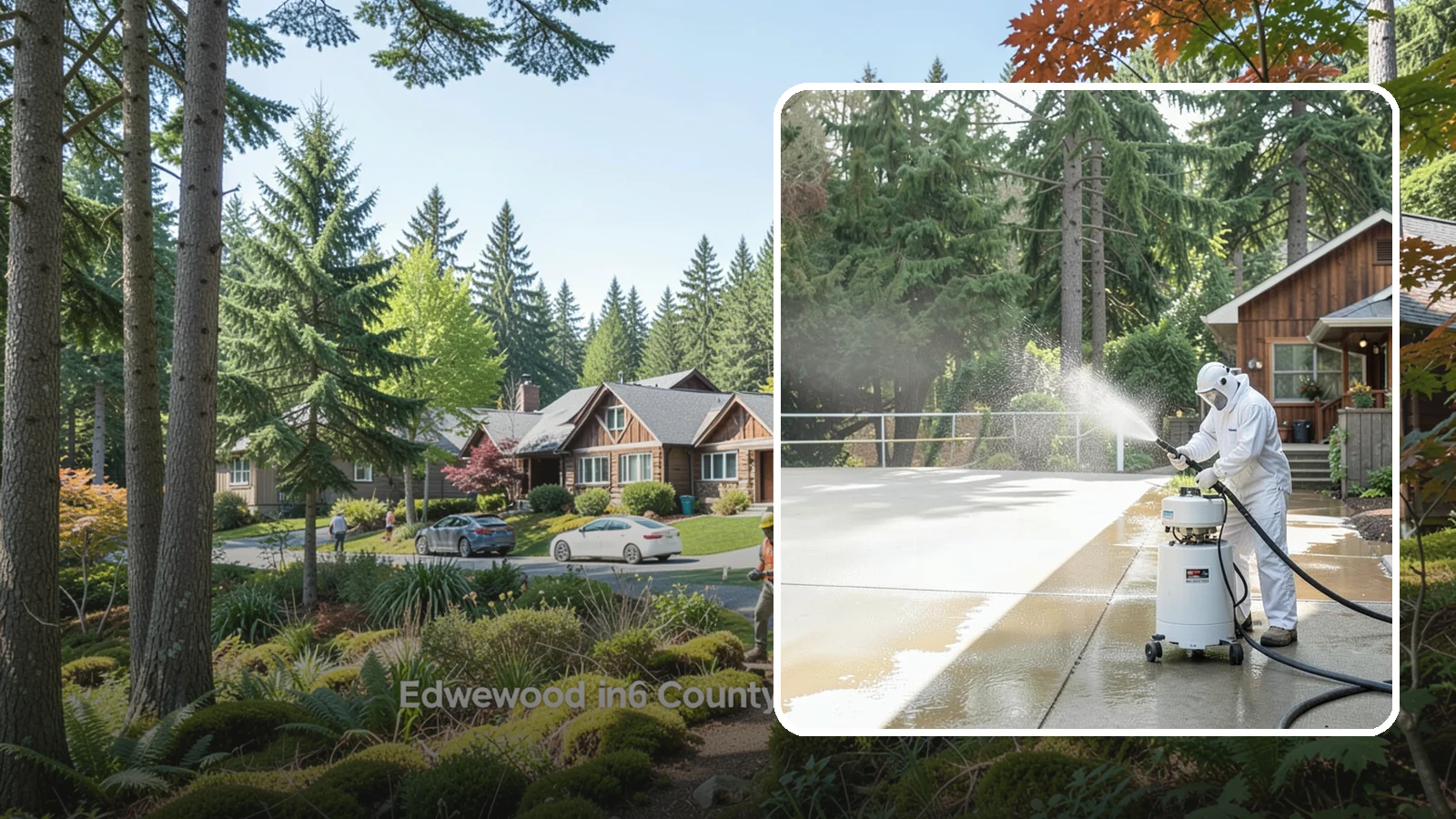 Driveway Paint Removal in Edgewood, Pierce County, WA - Removal of spilled paint and coatings that mar driveway concrete from projects and drips.