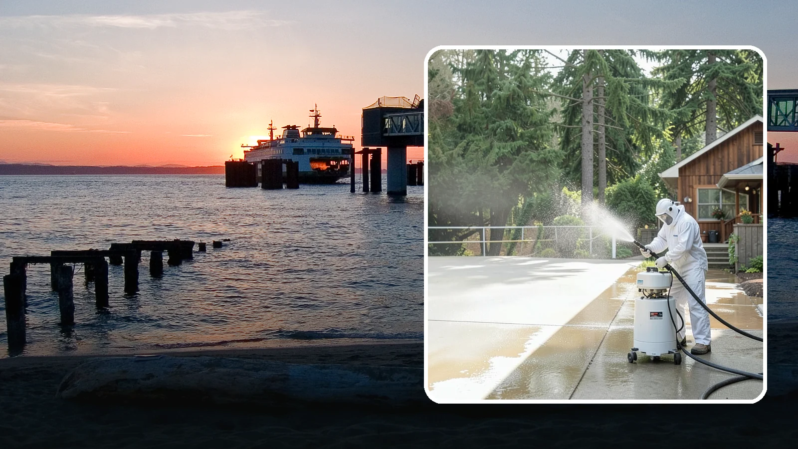 Driveway Paint Removal in Edmonds, Snohomish County, WA - Removal of spilled paint and coatings that mar driveway concrete from projects and drips.