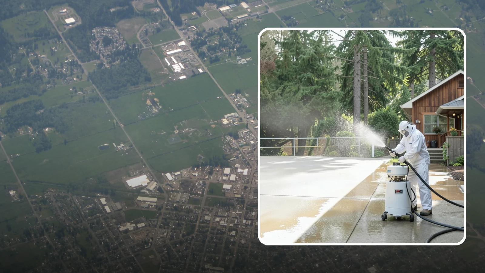 Driveway Paint Removal in Enumclaw, King County, WA - Removal of spilled paint and coatings that mar driveway concrete from projects and drips.