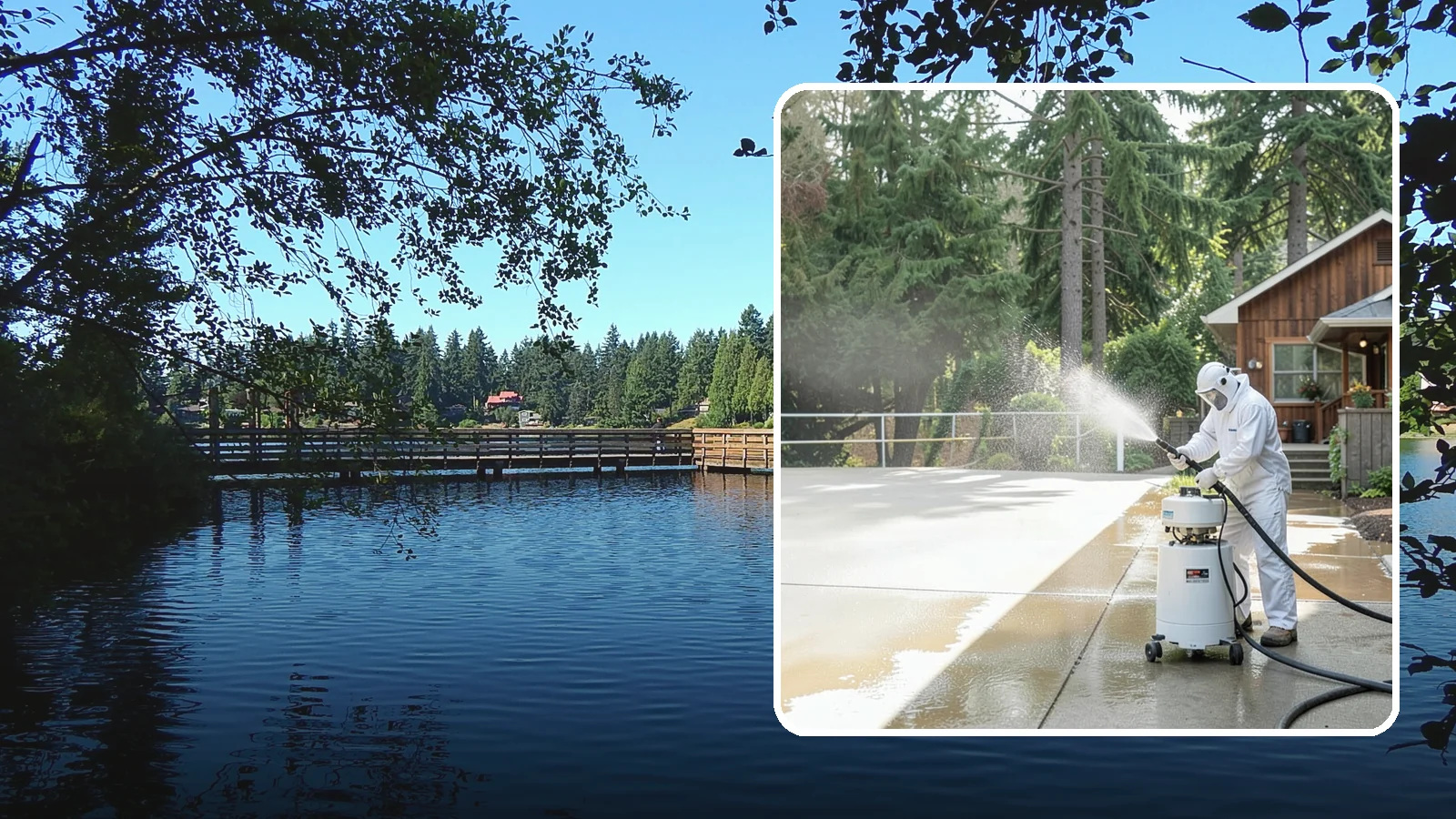 Driveway Paint Removal in Federal Way, King County, WA - Removal of spilled paint and coatings that mar driveway concrete from projects and drips.