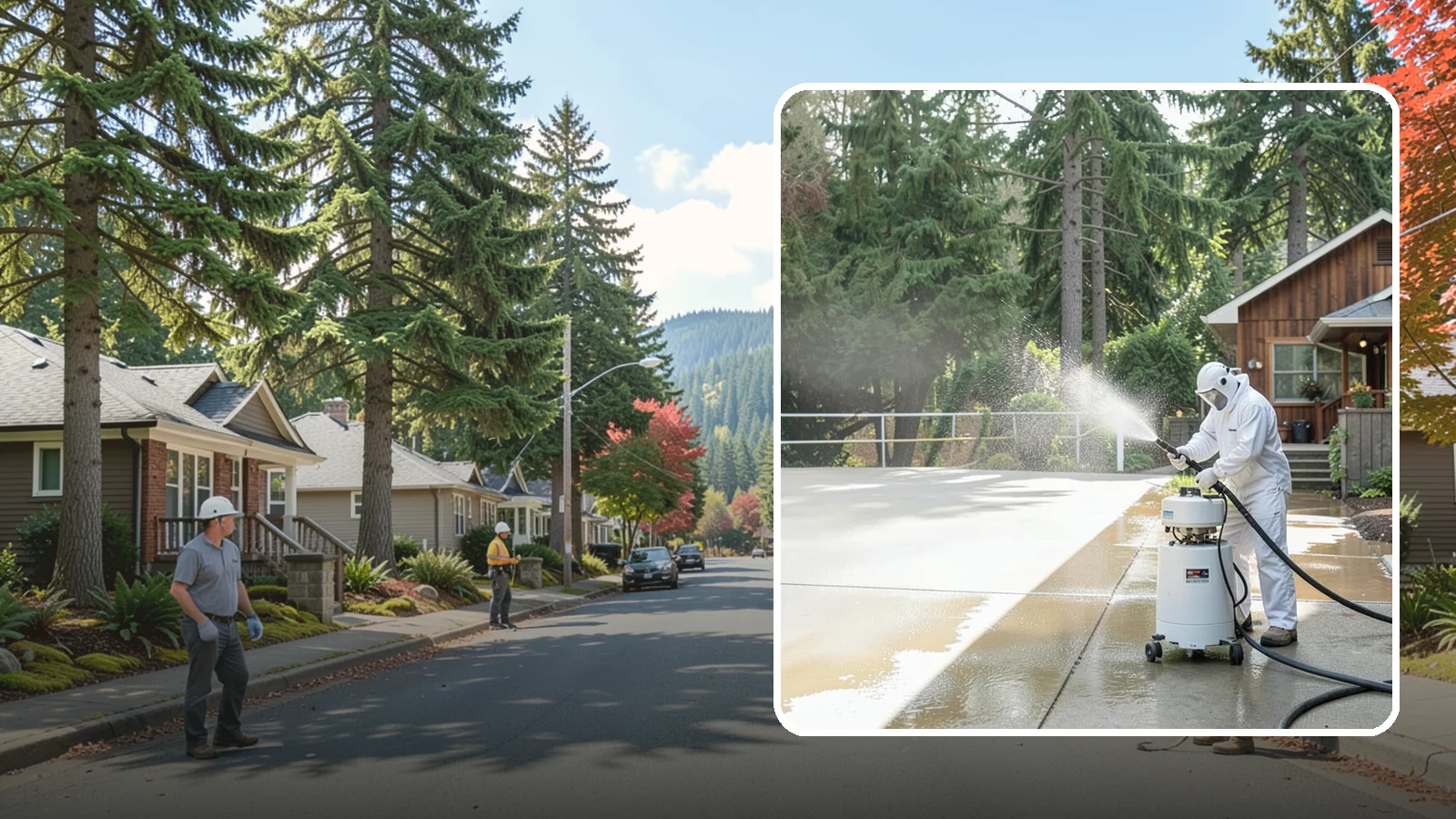 Driveway Paint Removal in Hunts Point, King County, WA - Removal of spilled paint and coatings that mar driveway concrete from projects and drips.