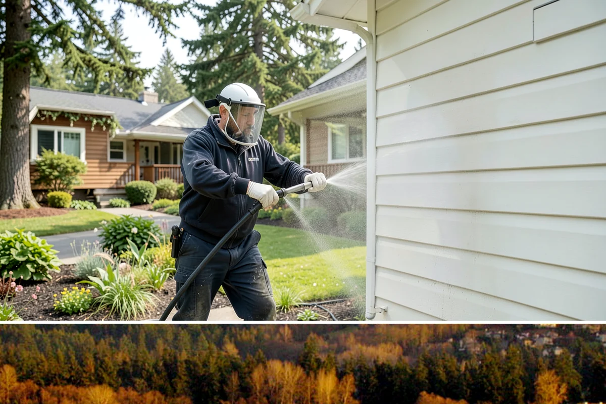 Driveway Paint Removal in Kenmore, King County, WA - Dry, mild weather lets stripping agents work without dilution and speeds surface drying.