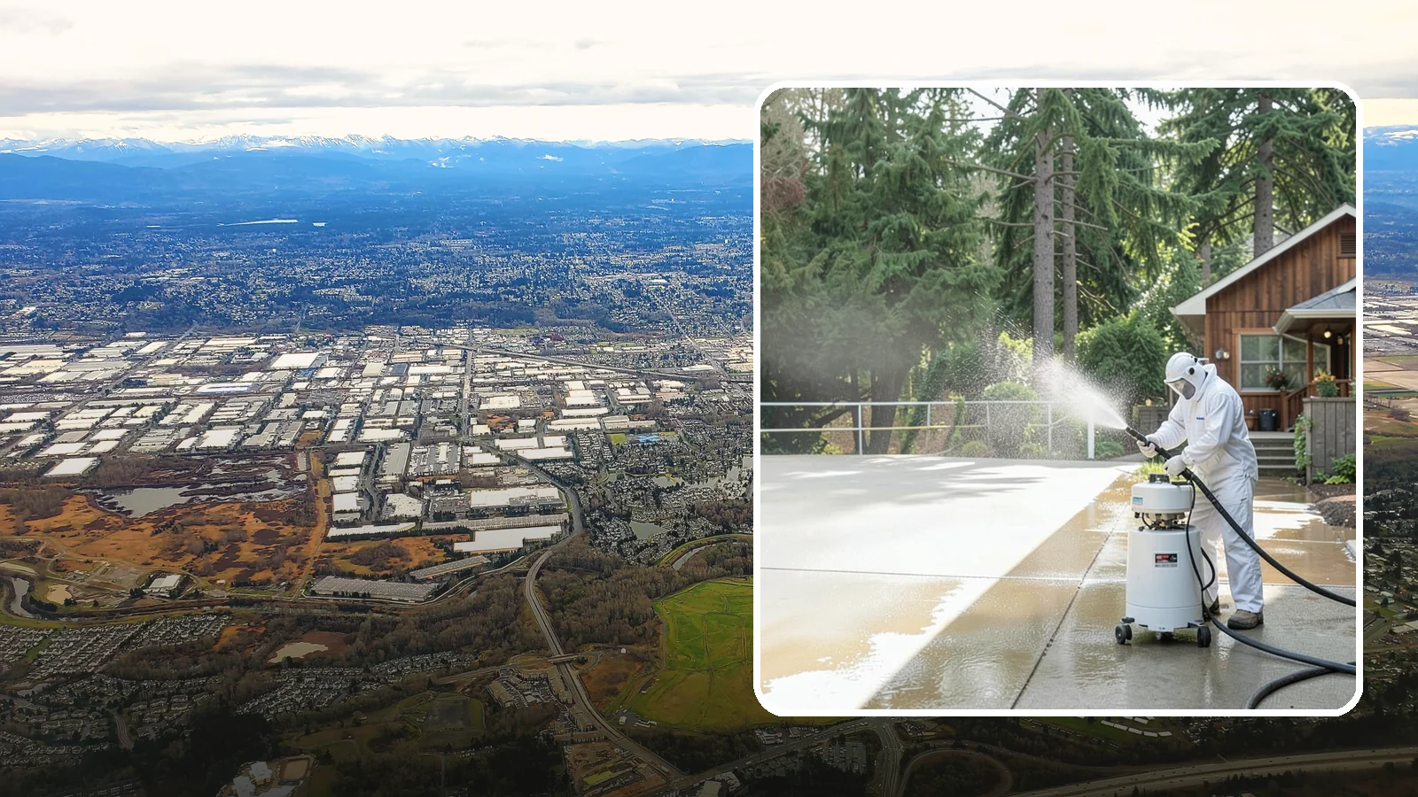 Driveway Paint Removal in Kent, King County, WA - Removal of spilled paint and coatings that mar driveway concrete from projects and drips.