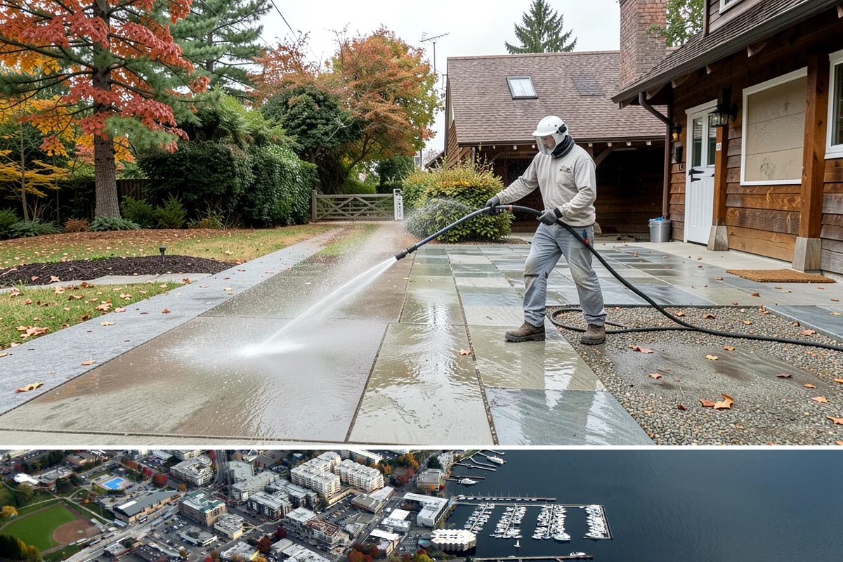 Driveway Paint Removal in Kirkland, King County, WA - Dry, mild weather lets stripping agents work without dilution and speeds surface drying.