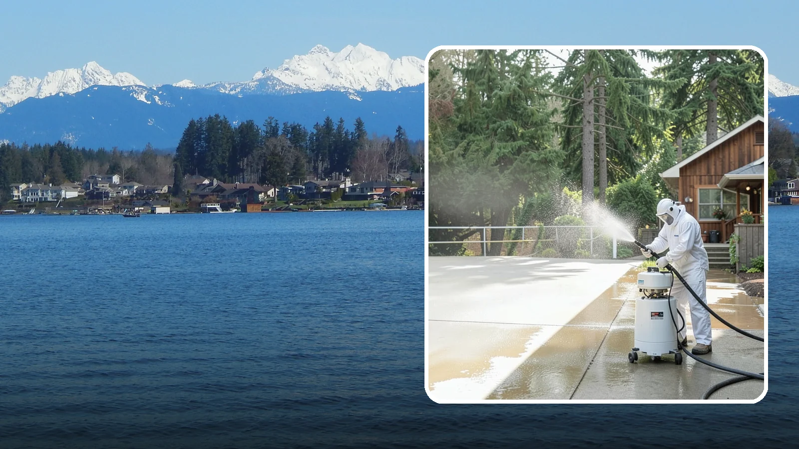 Driveway Paint Removal in Lake Stevens, Snohomish County, WA - Removal of spilled paint and coatings that mar driveway concrete from projects and drips.