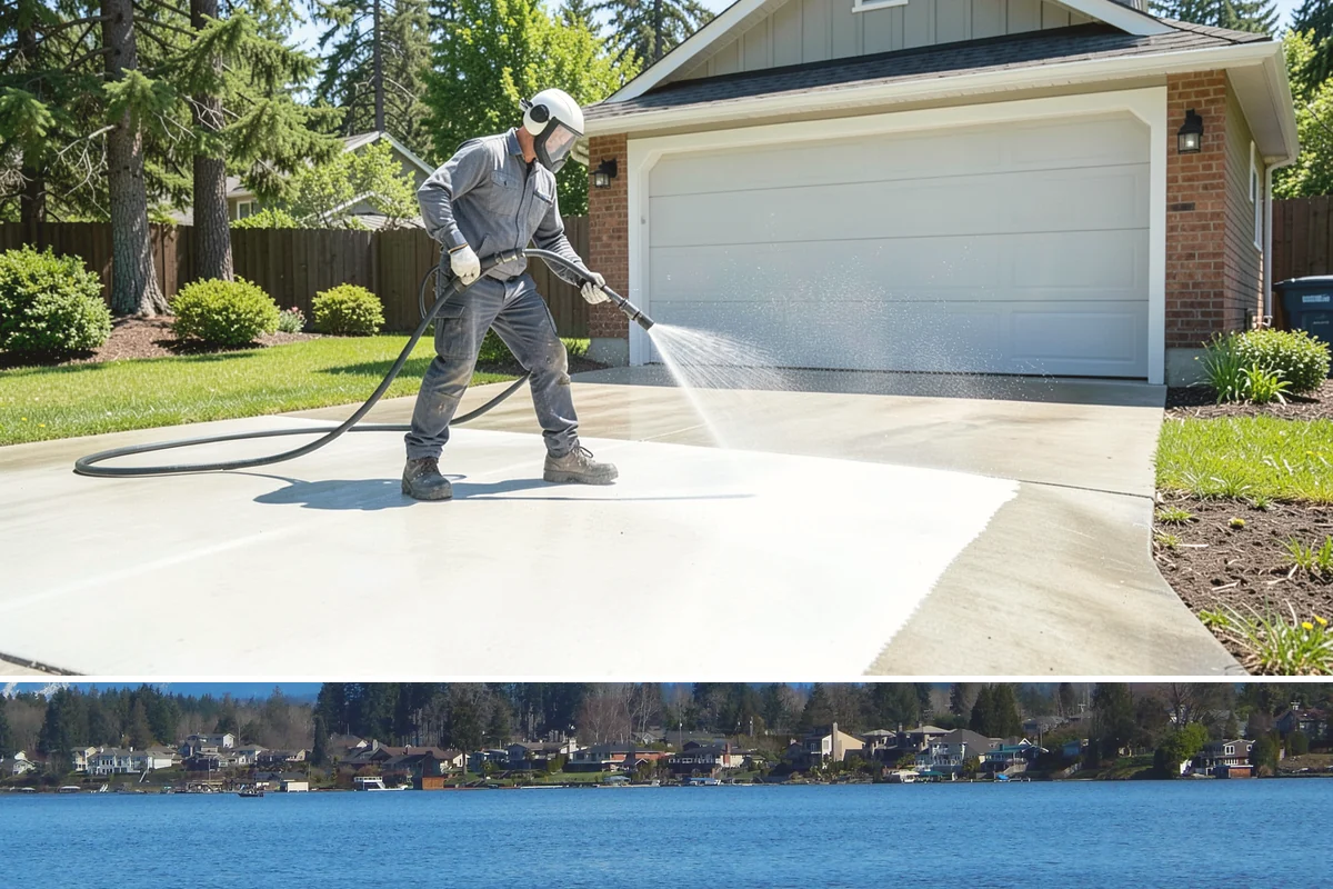 Driveway Paint Removal in Lake Stevens, Snohomish County, WA - Dry, mild weather lets stripping agents work without dilution and speeds surface drying.